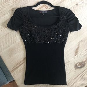 Flirty Black Sequin Sweater
